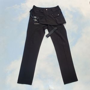 Black Tactical Pants Punk Strappy Pants Buckle Strap Pants Skinny Pants Black